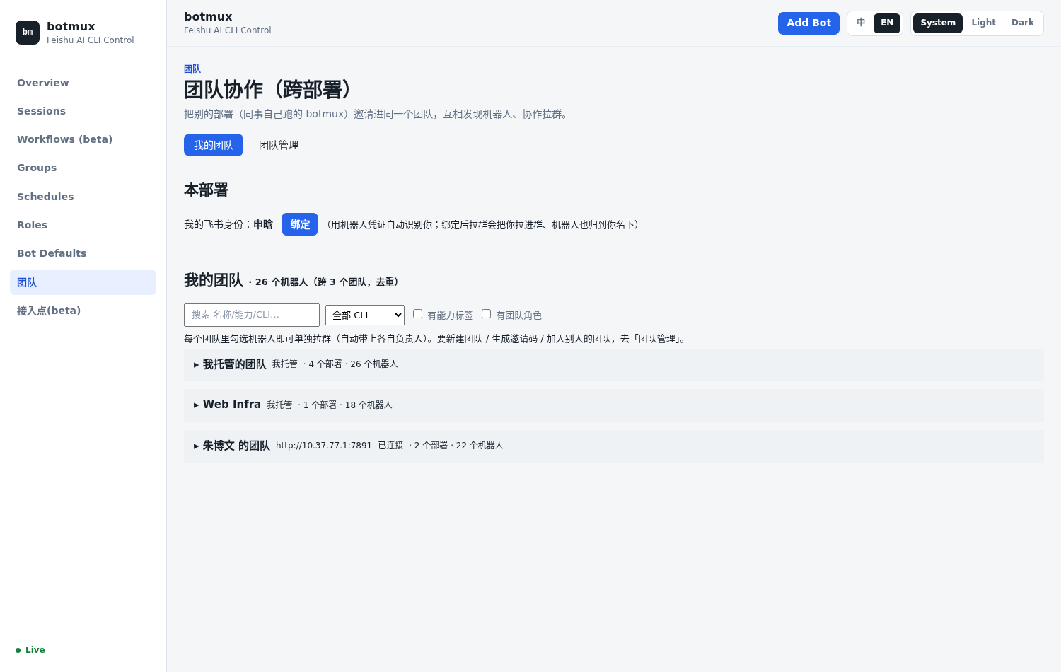 Dashboard 团队 \xb7 跨部署协作